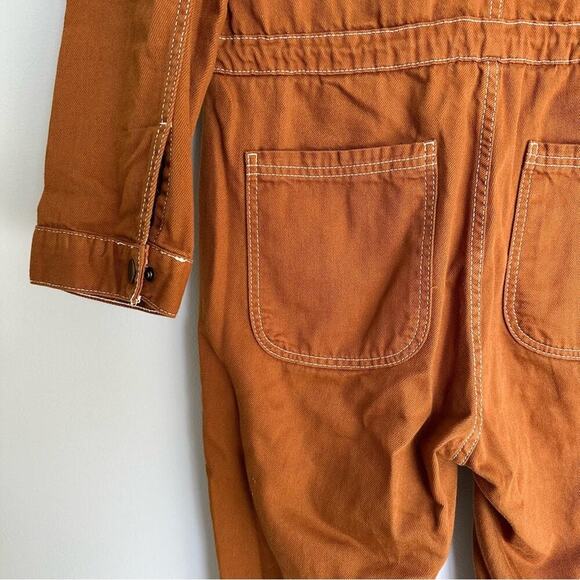 Abercrombie & Fitch Caramel Brown Utility Jumpsuit Long Sleeve Pant Romper - Picture 9 of 9